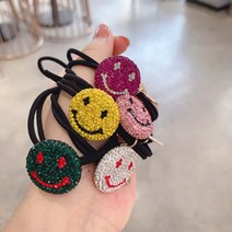 스마일 큐빅 머리끈 블링헤어끈