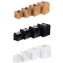 무지 정사각 크라프트 쇼핑백 다회용백 백일 떡 에크 타르트 선물 답레품 악세사리 홍보물 포장 손잡이 봉투 기념품 케이스 선물용 종이 가방 검정 화이트, 화이트 - 대