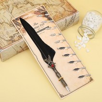 만년필 싸인 서명 볼펜 캘리그라피 세트 BNB 실버 깃털 펜 메탈 펜촉 5 개 레트로 골드 학생 사무 용품 생일 선물, [09] black