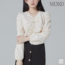 미쏘 미쏘 브이넥 셔링 블라우스_MIWBL9V22S