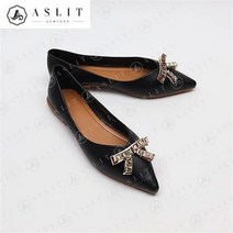 [애슬릿] 스틸레토 여성 큐빅 리본 플랫 슈즈 1.5cm (6620642)