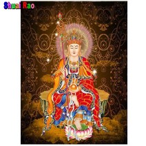 ksitigarbha bodhisattva 전체 드릴 모자이크 diy 다이아몬드 그림 크로스 스티치 종교 미술 부처님 5d 다이아몬드 자수 벽 장식, 원형 60x80cm