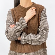 모직 체크 베스트 블라우스 니트블라우스