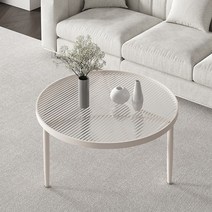 유리 크림 스타일 원형 테이블, 화이트 80-45