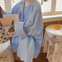 퀸앤조이 노카라 심플 셔링 루즈핏 셔츠