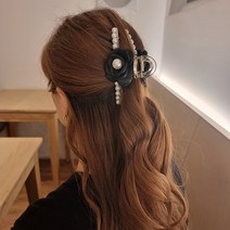 리얼99 진주 포인트 플라워 헤어집게핀 반묶음 올림머리 집게핀