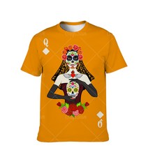 남자드츄 전자상거래 반팔 남성 3디티셔츠 캐쥬얼 3D 디지털 포커 플라워 프린팅 노카라 커플 복장 배기 4973640310