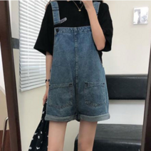 오너클랜 데님 멜빵 반바지 밑단롤업 쉬운코디 앞뒤포켓 러블리
