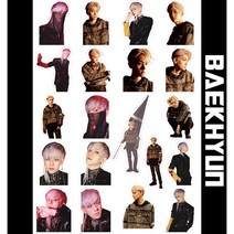 EXO 아이돌 포토카드 굿즈 여행스티커 세트 빈티지 다꾸 다이어리 노트북 캐리어꾸미기, 변백현