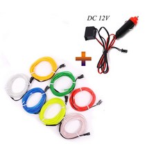 1m 3m 5m 네온 라이트 5V 12V 글로우 EL 와이어 유연한 LED 로프 스트립 바느질 신발 의류 모자 수 놓은 무대 쇼 자동차 장식, [03] car inverter EL wire, [03] 5m, [07] fluorescent green