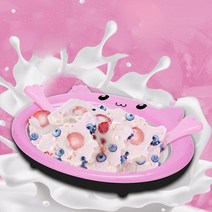 가정용 소프트 아이스크림 기계 철판 젤라또머신 스크림 메이커 요구르트 냉동 팬 미니 튀김 기계 개 주걱, 04 pink round