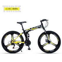 미니벨로 접이식 자전거 사이클링 시티 산악 24/26 인치 탄소강 충격 흡수기 가변 속도 더블 디스크 브레이크 오프로드 레이싱, [01] 24 Inches, [04] 30 Speed, [08] 3 Knife Yellow
