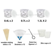 무선고압청소용물총 혼합 냄비 플라스틱 페인트 컵 10 개 400/700/1300/2300CC 교정 세트, 03 pps cup kit