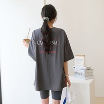 데일리앤 나인티 여성 레터링 빅사이즈 반팔 롱 티셔츠 레깅스티 임산부