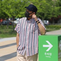 [루스코] 남자빅사이즈 반팔남방 스트라이프 하프셔츠 EMST035