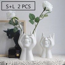 여인 얼굴 꽃병 페이스 화병 동양꽃꽂이 북유럽 스타일 여성 바디 반 세라믹 47, 18cm 및 21cm