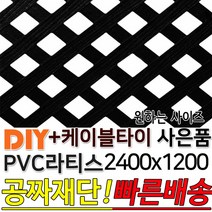 PVC 라티스 2400x1200 블랙 +케이블타이8ea 사은품 가림막 파티션 휀스 격자망 울타리 방묘문 야외테라스 정원 난간격자망 DIY 빠른배송, 30X30