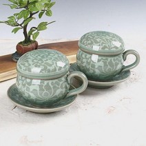 백당초 손다기세트2인구성 1인다기 도자기찻잔 찻잔 다기세트 청자다기 손잡이다기 전통다기 여행다기 부부, 상세페이지 참조