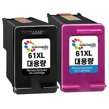 HP 61XL 대용량 재생잉크 세트 HP Deskjet 1510 1000 1010 2050 2540 2000 3000 3050 ENVY4500 ENVY5330, 1개
