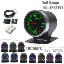 대쉬보드 EPMAN2 quot52mm 터보 부스트 오일 프레스 온도 수온 타코미터 볼트 게이지 EXT EGT 10 가지 색상 디지털 LED 디스플레이 자동차 미터, 8.Volt Gauge