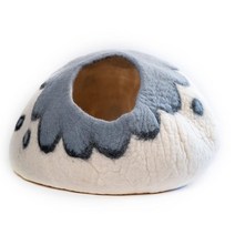 Reefelt 펠트 고양이 동굴 침대 - 고양이와 새끼 고양이를 위한 프리미엄 핸드메이드 100% 메리노 울 테마 침대 (선셋 오라뉴 스트라이프), Flower Petal Opening, Flower Petal Opening