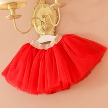 호이드레스 [호이드레스] 핸드메이드 여아 샤스커트 골드튜튜 레드