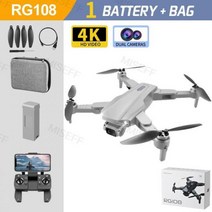 접이식 쿼드콥터 RC 드론 RG108 4K HD 듀얼 카메라 전문 항공 사진 장애물 회피 브러시리스 헬리콥터, Gray 4K 1B