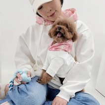 멍플 견주 강아지커플룩 기모후드티 강아지겨울옷, 애견후드베이지 (XL)