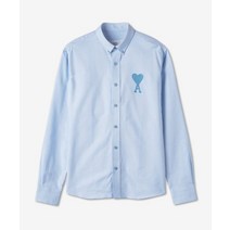 AMI 부티크 탑랭커 남성 체스트 톤온톤 하트 로고 셔츠 - 라이트 블루 / HSH124480450 CHEST TONE ON HEART LOGO SHIRT HSH124480450S