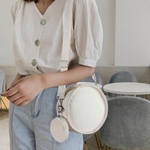 에이치플러스몰 원형 심플 캐주얼 미니 탬버린백 숄더백