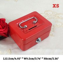 소형금고 미니 가정용 사무실 개인금속 안전 상자 현금 주최자 휴대용 금전 등록기 돈 상자 서랍 키 암호, 04 xs red