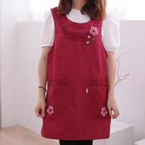 데코나인 폴리 원피스형 식당 주방 업소용 요양원 앞치마 단체 돌봄센터, 1.꽃앞치마-와인