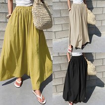 S-5XL 여성 캐주얼 스트리트 패션 탄성 허리 롱 바지 드레스 코튼 솔리드 컬러 루즈 홀리데이 바지