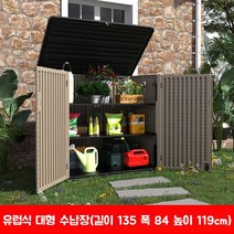 야외보관함 미니창고 소형창고 수납장 조립식창고 이동식창고 간이창고 컨테이너 박스, 2, 브라운 유럽 캐비닛 3단