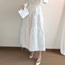 요시아나 [당일발송] 풍성한 볼륨감 쟈가드 깃털 롱 스커트 -2컬러