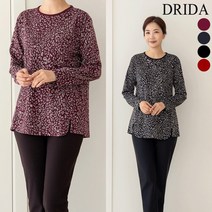 드리다 엄마옷 호피 레오파드 빅사이즈 긴팔 티셔츠 50-60대 중년여성 마담복 선물 가을 겨울 할머니 아줌마 큰옷