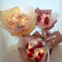 라온플라워 LED 비누꽃다발, 진핑크믹스, 10송이추가, LED추가안함