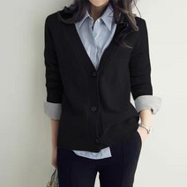 DFMEI 여성 니트 카디건 코트 날씬해 보이는 가을 분위기 브이수령하다
