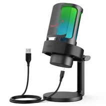FIFINE-USB 마이크 ASMR 녹음 스트리밍 용 헤드폰 출력 터치 음소거 버튼 3 개의 RGB 모드 마이크-A8, 1-검은색