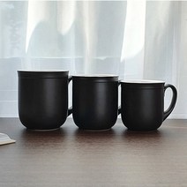 킴스아트 무광 블랙 라인머그 3 size 카페 머그잔 도자기 라떼컵, L 480ml