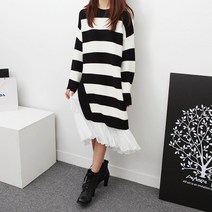 하늘바라기 여성용 럭키 스트라이프 롱 긴팔니트