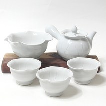 백자연잎문 3인다기세트, 1