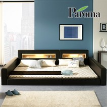 [파로마] 루이스 LED조명 패밀리 침대 [SS SS], 초코브라운, 프레임 독립7존50T
