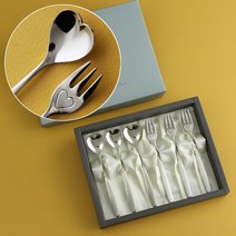 인스푼 티스푼포크 돌 결혼답례품, 엔젤하트 6P (포크3+티스푼3), 인쇄함 / 포장 (파랑도트)