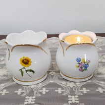 쇼핑아트 도자기캔들홀더 캔들용기, 해바라기, 칼라꽃
