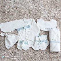 콩닥콩닥 오가닉 베이직(하늘) 전통 배냇저고리 6종 출산DIY태교용품, 90p