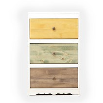 쿠키 원목3단 서랍장, 컬러형