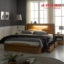 라자가구 크림슨 3단조절LED 평상형 서랍형침대_SS.Q, 04.크림슨3단LED 서랍형침대-Q-내추럴, 07.텐셀라텍스탑9zone독립매트리스