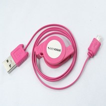 9V 고속충전지원 마이크로5핀 USB 릴타입 충전 케이블, 1개, SMH릴-그린, 0.8m