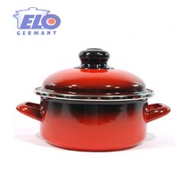 이엘오 정품 ELO법랑냄비 일반형 양수 빨간냄비 국솥 이유식냄비, 레드 블랙, 16cm(일반형)